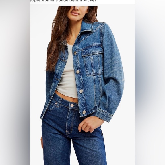 FREE PEOPLE WOMEN COTTON JADE CLASSIC HIGH DIVE BLUE DENIM JACKETMedium NEW